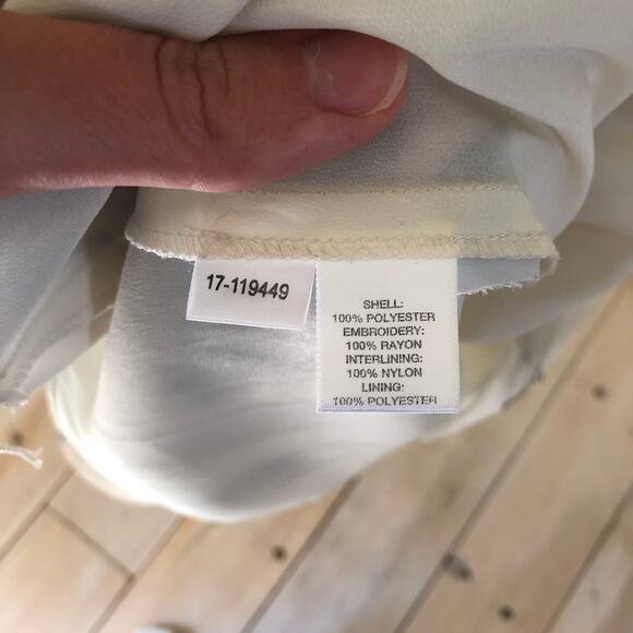 Ann Taylor LOFT EUC Women's Black Cream Embroidered Formal Dress Mesh Overlay 8 - Picture 4 of 8